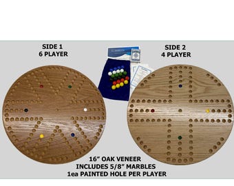 Marbles Board Beautiful OAK Economy 16"- 4&6 player - Marbles and Card Game