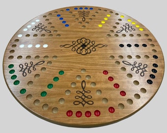 Beautiful Wahoo Board Game With Dice and Marbles Cherry Veneer 4&6 player