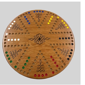 Tablero de canicas hermoso enchapado en cerezo para 4 y 6 jugadores - Juego de canicas y cartas
