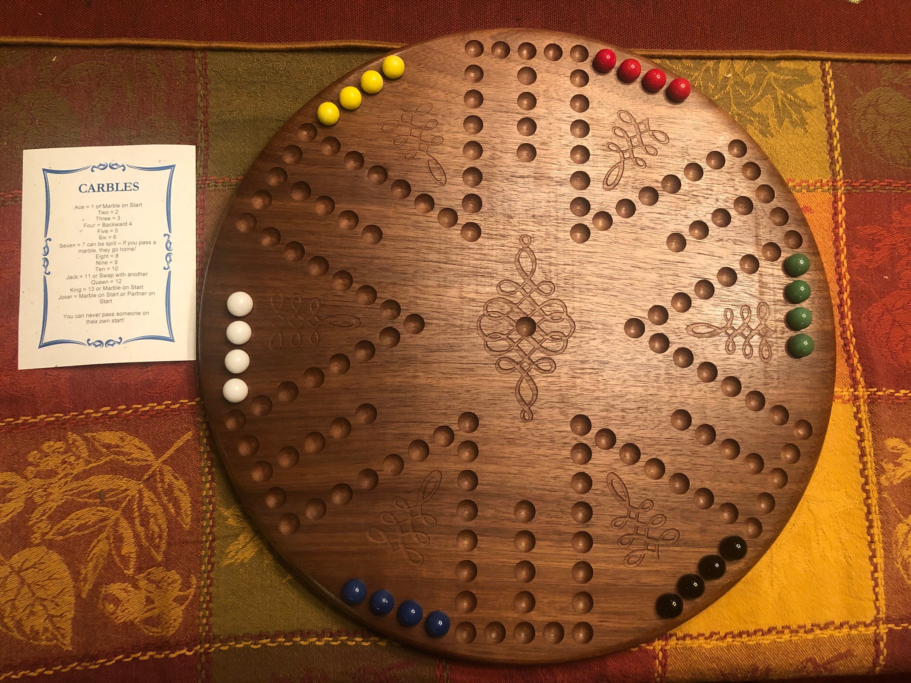 Carbles Board 2 4 6 player Marbles and Card Game Etsy