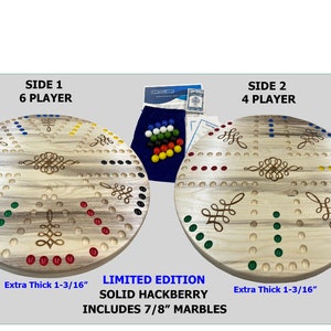 Marbles Board Beautiful Limited Edition Solid Hackberry 4&6 player -  Marbles and Card Game