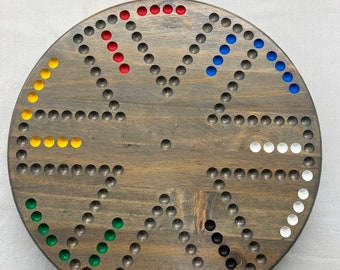 Marbles Board Pine or Maple Double-Sided 4+6 player   Marbles and Card Game