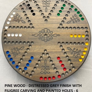 Marbles Board Pine Double Sided 4+6 player   Marbles and Card Game