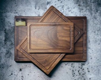 Walnut and Maple Cutting Boards || 10" x 16", 9" x 12", 6.25" x 9.5" || 3 pack bundle, Mineral Oil/Wax Finish, Charcuterie and Serving Board