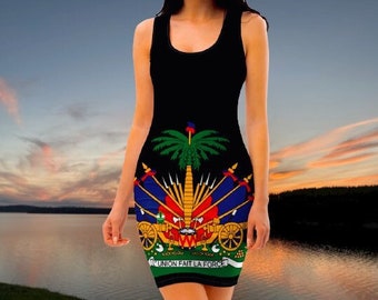 Black Haitian Coat of Arms Cut & Sew Dress