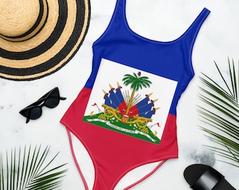 Haitian Flag One-Piece Swimsuit
