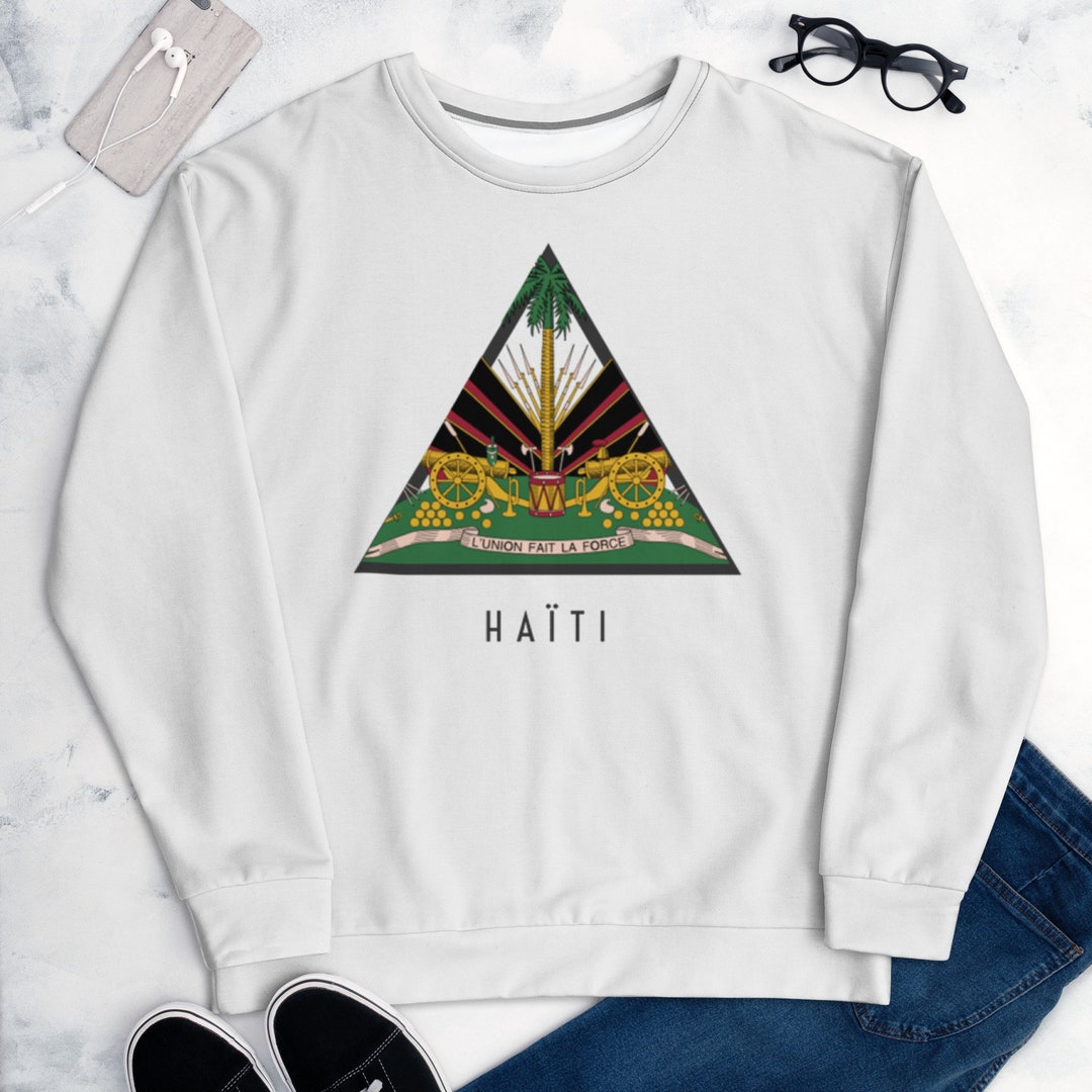 Personalised Haitian Heritage Month Sweatshirt Coat Of Arms With Dashiki Pattern LT15 main image 1