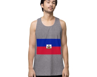 Haitian Flag Men’s premium tank top