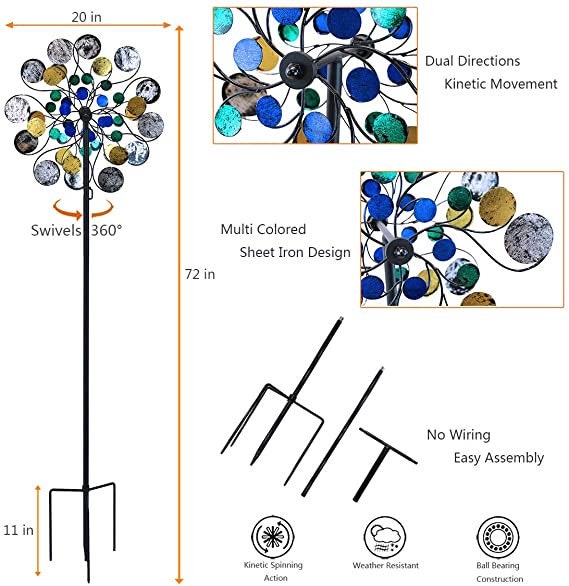 Kinetic Wind Spinners Outdoor Metal Yard Spinner with | Etsy
