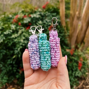 Handmade Crochet Chapstick Holder Keychain