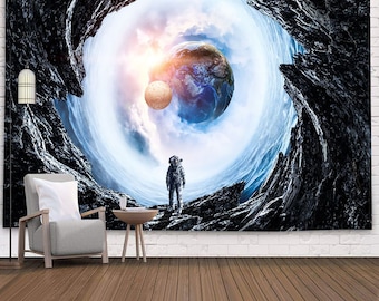 Printed in the USA Astronaut Tapestry Wall Hanging Space Nasa Outer Universe Tapestries Decor College Dorm Living Room Art Gift Bedroom Dormitory Bedspread Small Medium Large