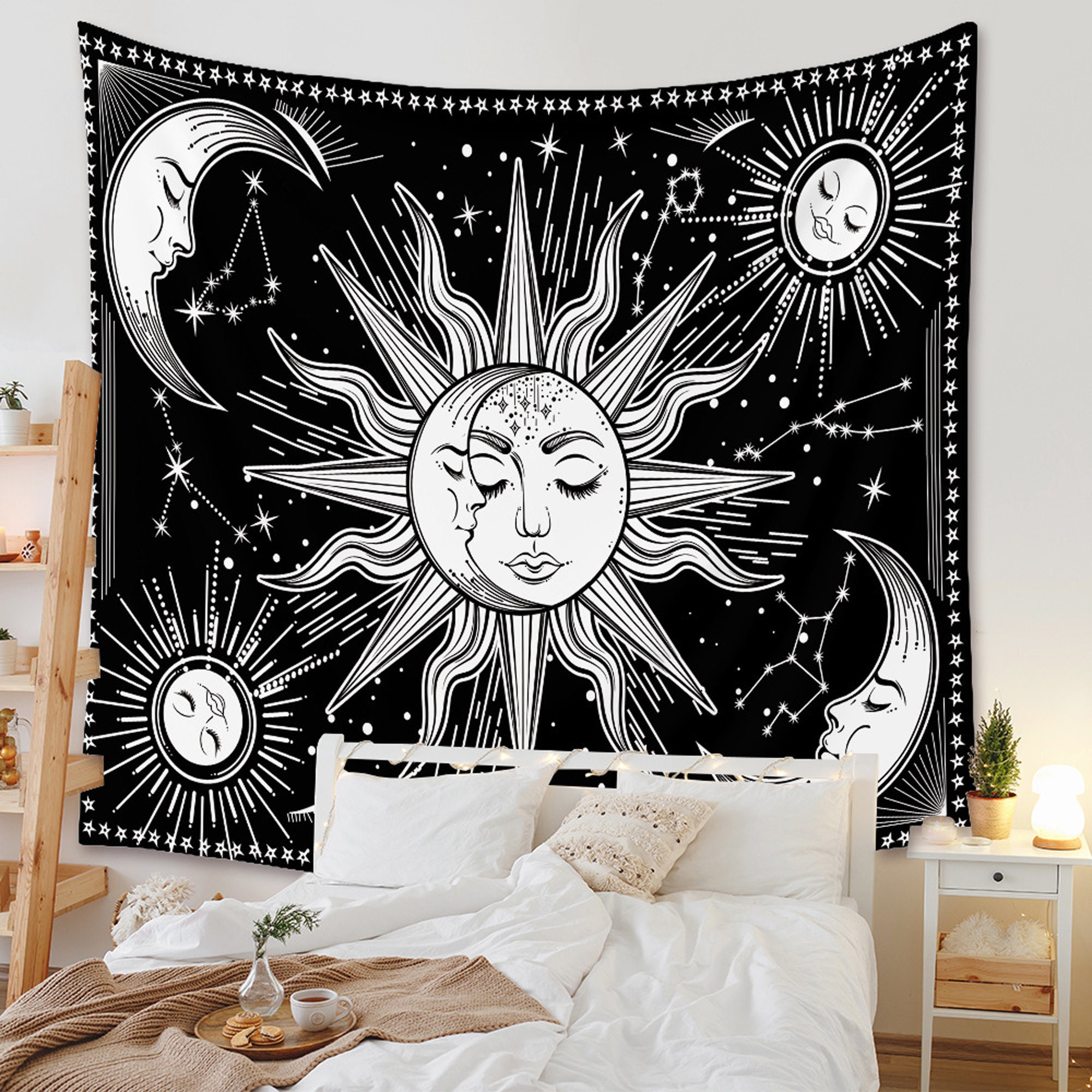 Moon Sun Tarot Nordic Psychedelic Tapestry Wall Hanging3D | Etsy