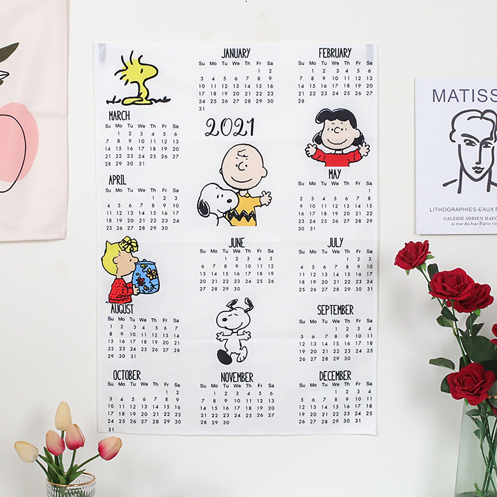 2021 Snoopy Calendar TapestryKawaii Tapestry Wall Etsy