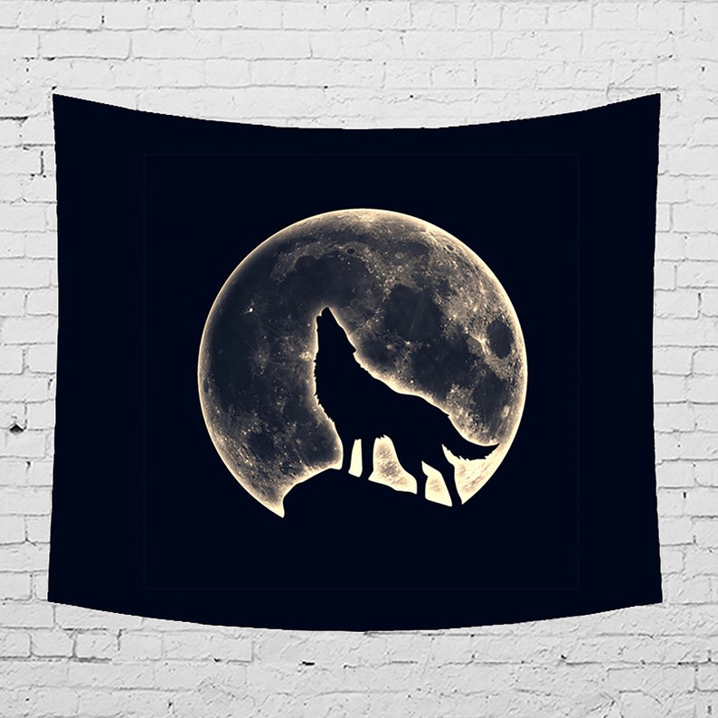 5 Style Psychedelic Moon Animal Tapestry Wall Hanging,3D Print Trippy Wolf Mermaid Tapestry,Fantasy Forest Tapestry Magic Tapestry,Wall Art