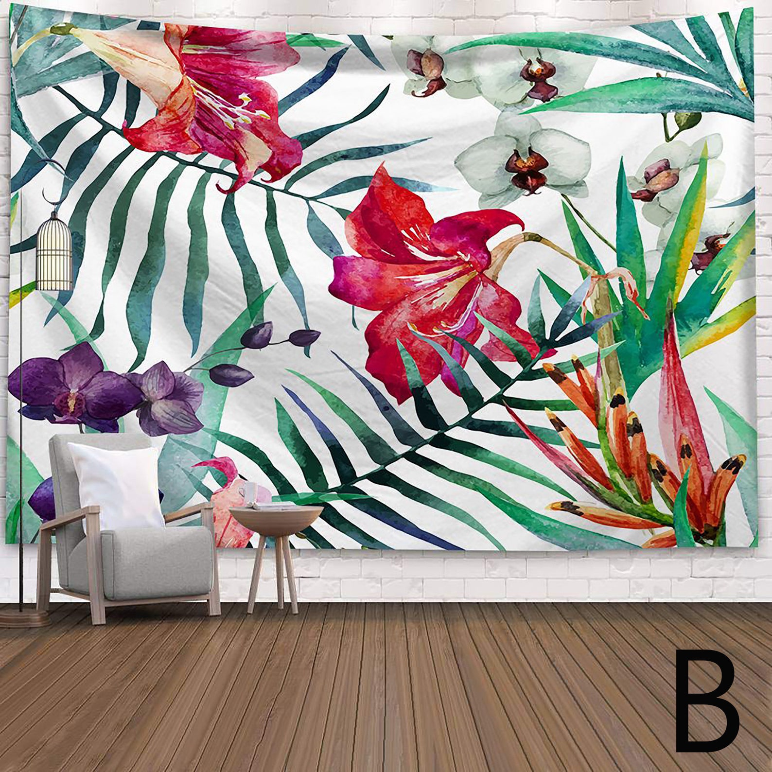 large floral tapestry