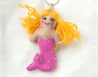 Pink Mermaid Keyring • Handmade in Nepal • Mermaid Keychain Accessory