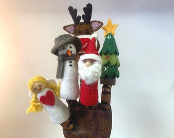 Christmas Finger Puppet Set • Christmas Toys • Lovely Unisex Gift Set • Felt Toy • Handmade in Nepal