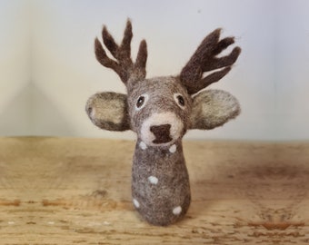 Grey Deer Finger Puppet • Kids Storytelling Toy • Lovely Unisex Gift • Felt Toy • Handmade in Nepal