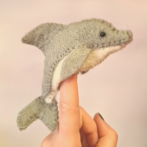 Grey Dolphin Finger Puppet • Kids Storytelling Toy • Lovely Unisex Gift • Felt Toy • Handmade in Nepal