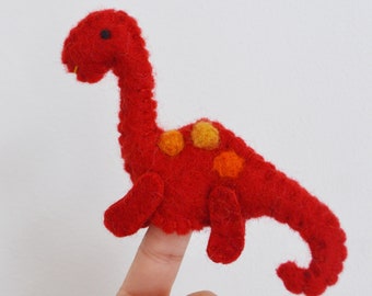 Diplodocus Dinosaur Finger Puppet • Handmade Cute Felt Toy • Kids Learning Tool • Storytelling • Lovely Unisex Gift for Children Boys Girls