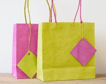 Handmade Lokta Paper Gift Bag With Tag And Handles • Made In Nepal