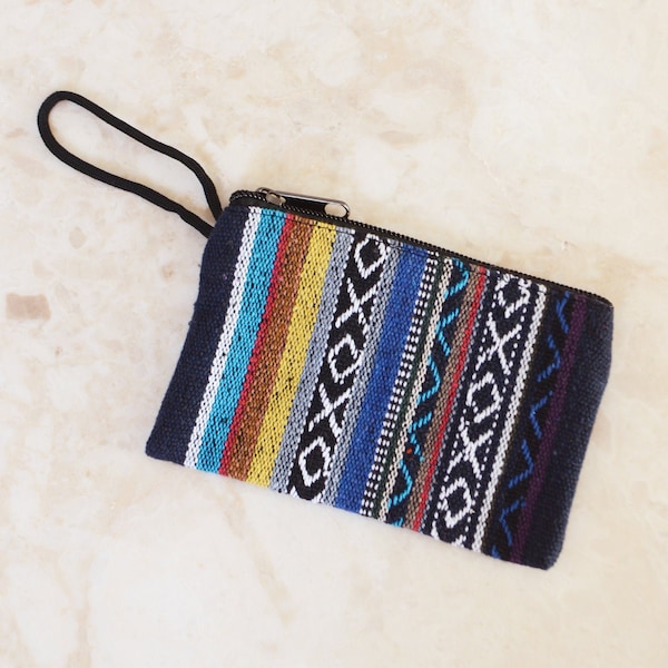 Mini Coin Purse With Zip • Traditional Tribal Print • Handmade in Nepal