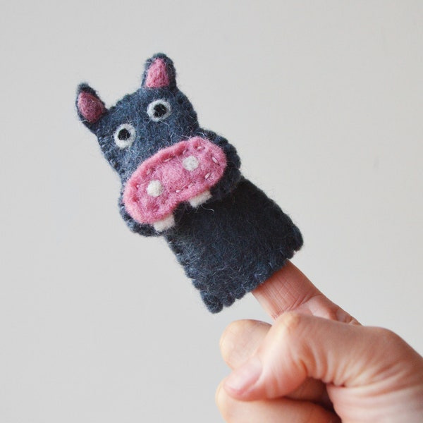 Hippo Finger Puppet • Handmade Cute Felt Toy • Kids Unisex Learning Tool • Storytelling • Hippopotamus Wildlife Nature • Lovely Gift