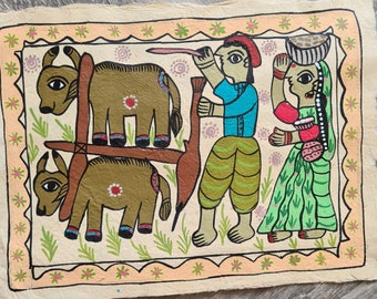 White Madhubani Art From Nepal • Small Mithila Painting