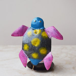 Turtle Tea Light Holder • Balinese Metal Hand Painted Candle Holder Beachy Traveller Home Decor • Ocean Lover Surfers Gift Votive