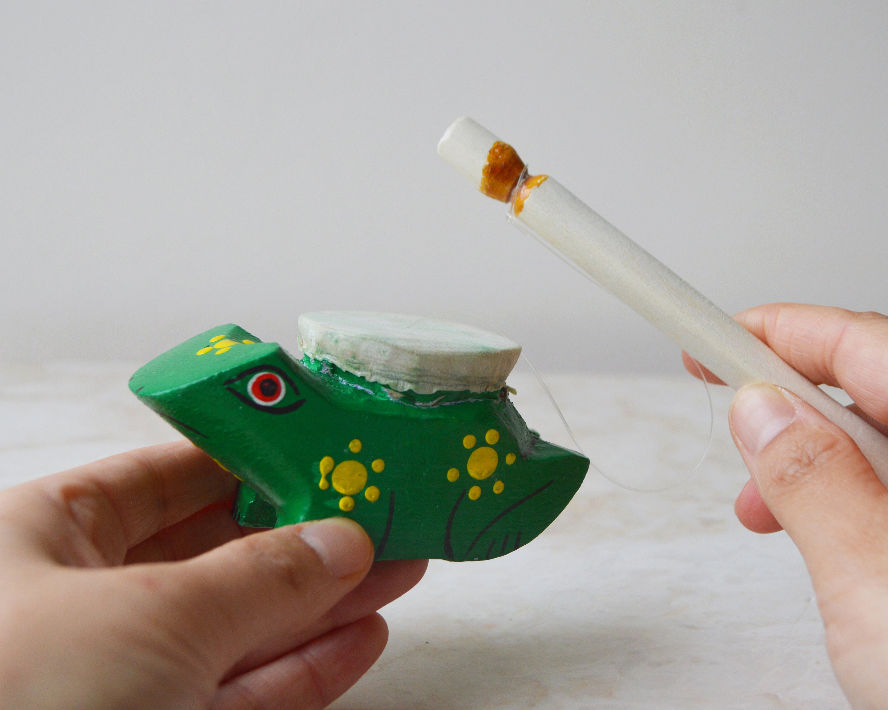 Realistic Frog Noise Instrument • Hand Carved Wooden Frog Croaking Drum ...