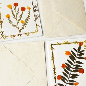 Natural Dried Flowers & Leaves Gift Card Eco Friendly Nature Lokta Paper Handmade Spring Blank Greetings Card image 4