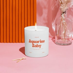 Vela perfumada con signo del zodíaco del bebé Acuario, vela de cera de coco de colza, regalo de astrología para el mejor amigo