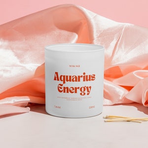 Vela perfumada de energia do signo de aquário, presente divertido para o melhor amigo, vela de cera de coco de colza, signo do zodíaco, astrologia