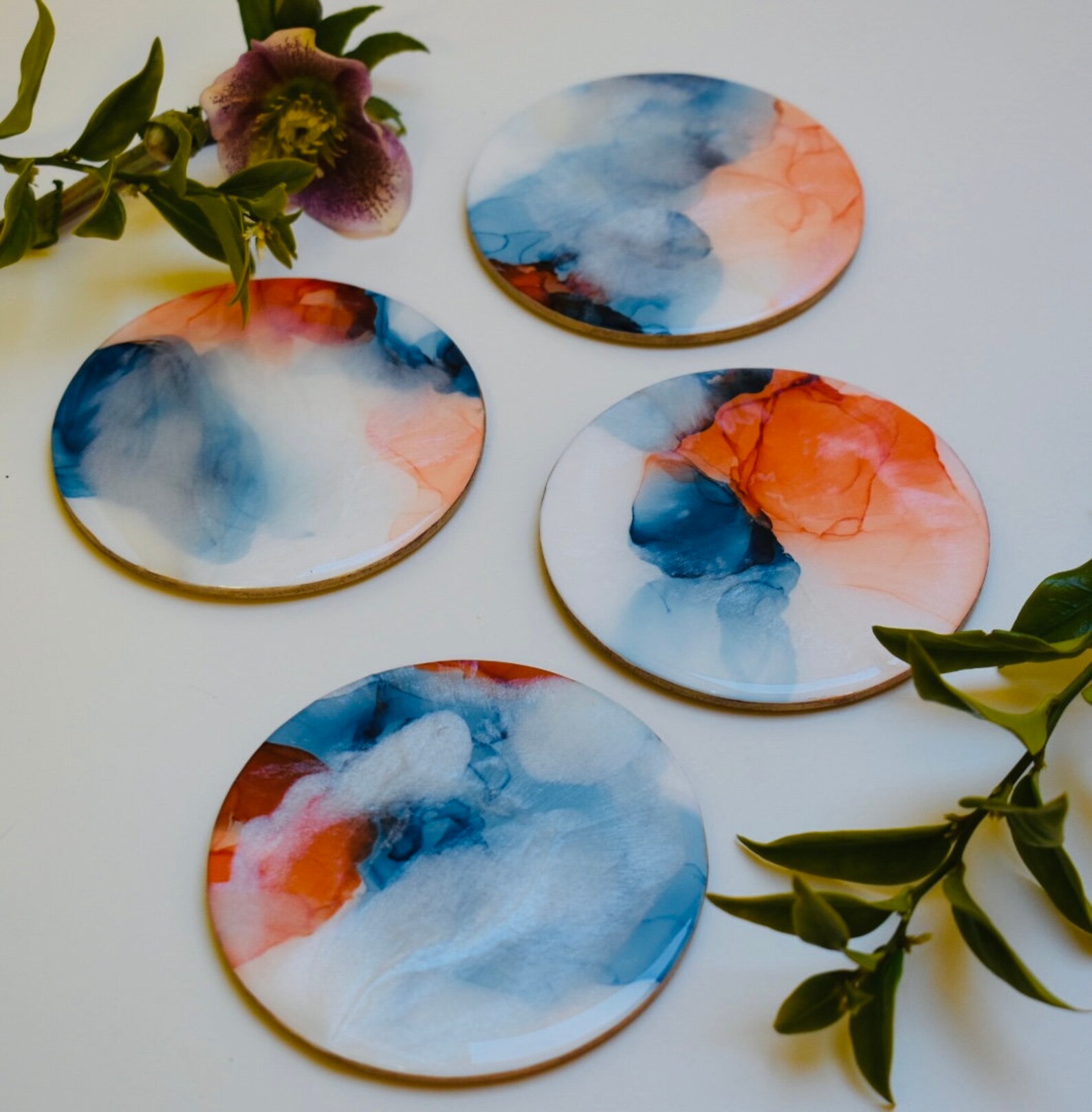 Alcohol Ink Coasters Etsy