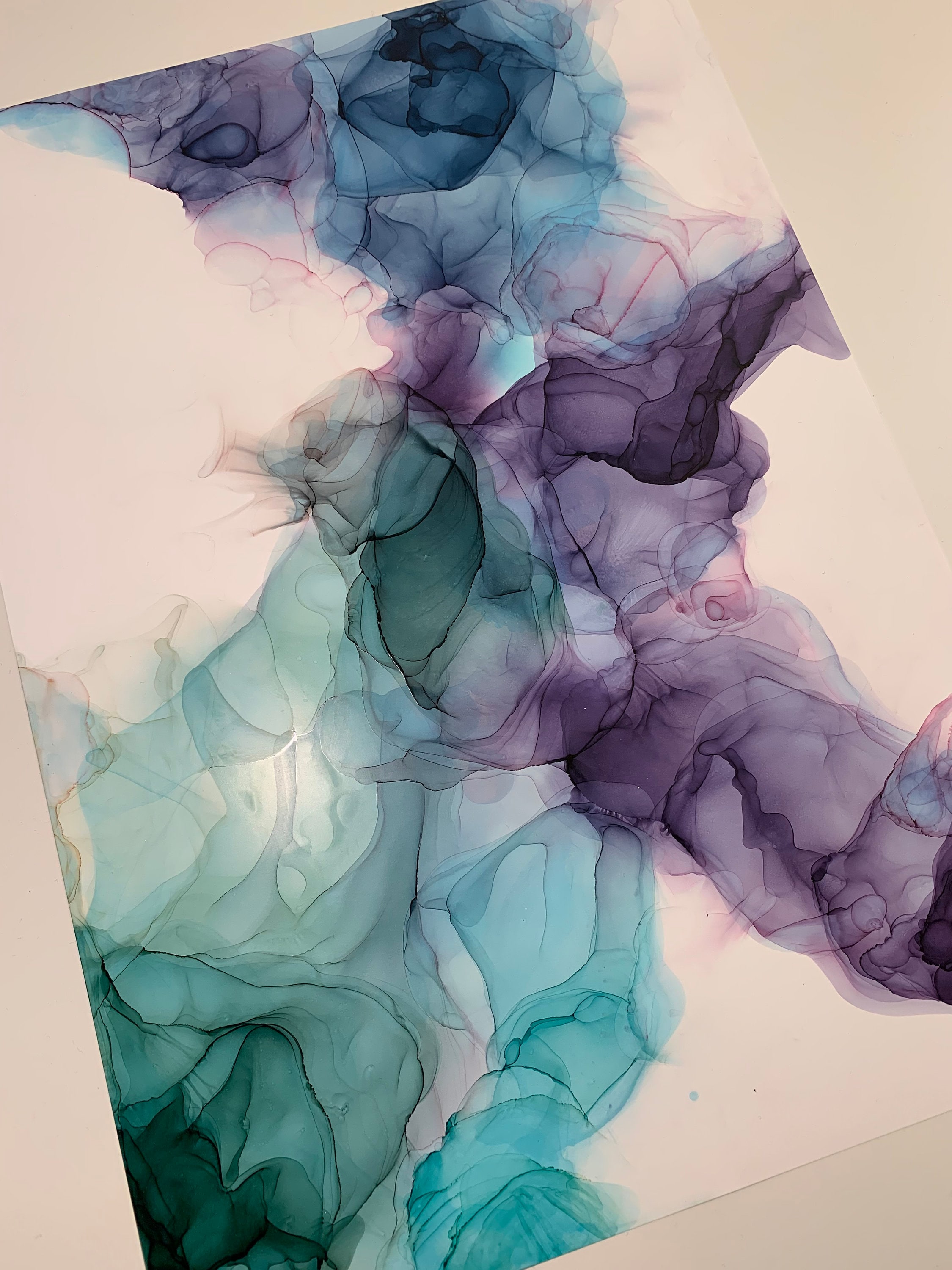 Abstract Alcohol ink painting unique fluid art. A3 painting Etsy