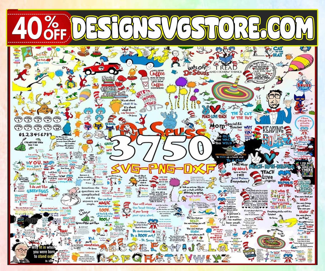 Dr Seuss Svg Mega Bundle Cat in the Hat SVG Dr Seuss Hat - Etsy