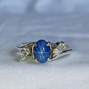 Blue Star Sapphire Handmade Ring, 925 Sterling Silver, Lindy Blue Star Ring Jewelry, Blue Star Promise Ring, Blue Star Anniversary Ring Gift