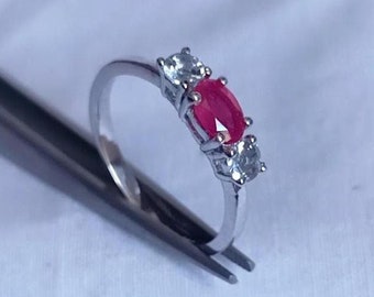 Ruby Gemstone Oval Handmade Ring, 925 Sterling Silver Ring, Pink Ruby Ring, Ruby Birthstone Ring, Ruby Statement Ring, Ruby Gemstone Jewelry