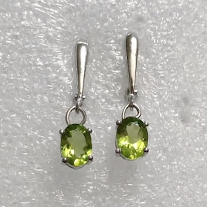 Natural Peridot Oval Dangle Earrings | 925 Sterling Silver | Peridot Drop Earrings | August Birthstone  | Handmade Earrings Jewelry Gift