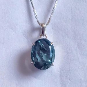 Natural Fluorite Pendant Necklace in 925 Sterling Silver | Oval Cut Healing Stone Jewelry | Silver Pendant Gift for Women | Handmade Jewelry