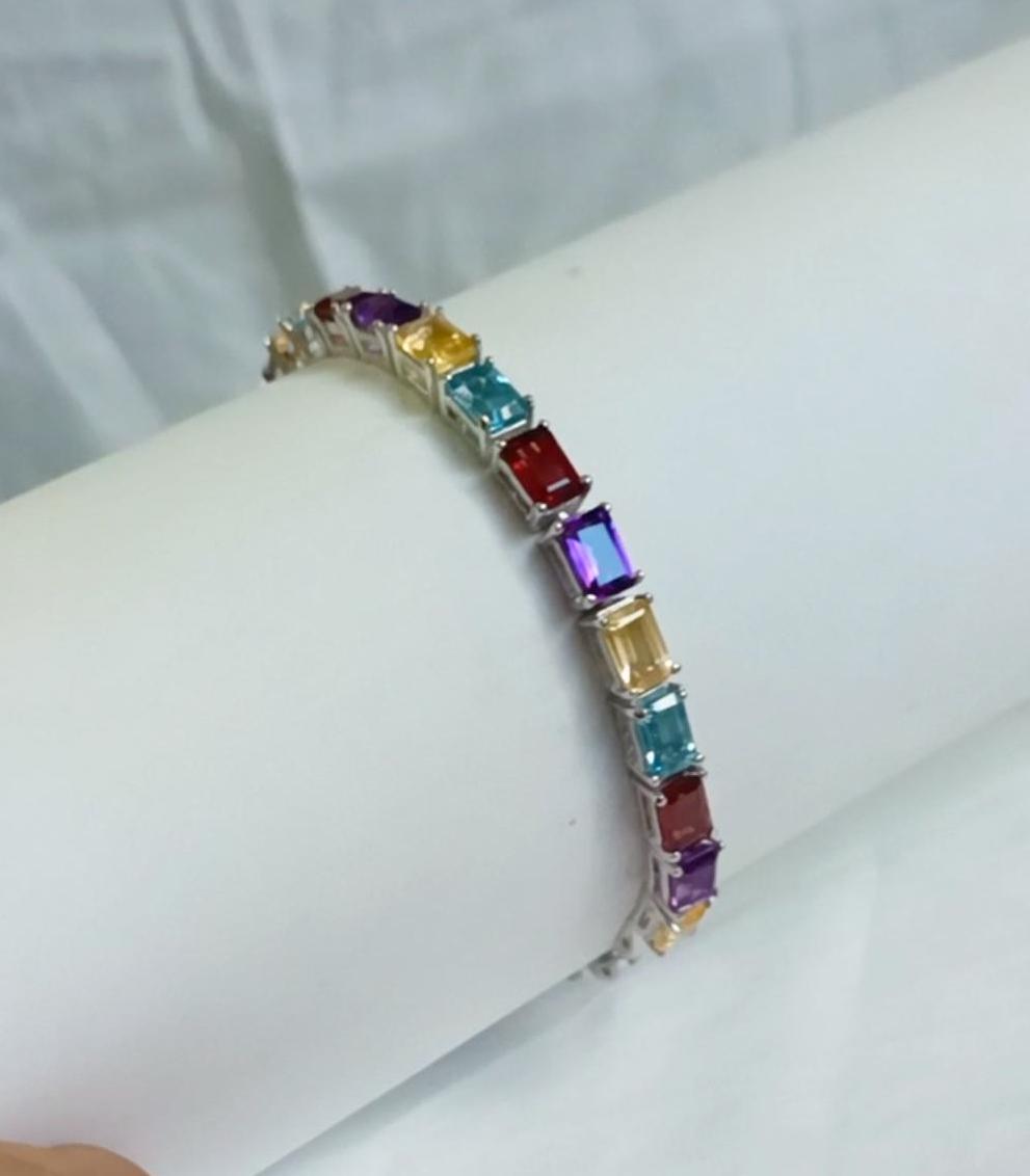 レインボーブレスレット マルチカラー ジェムストーンブレスレット
