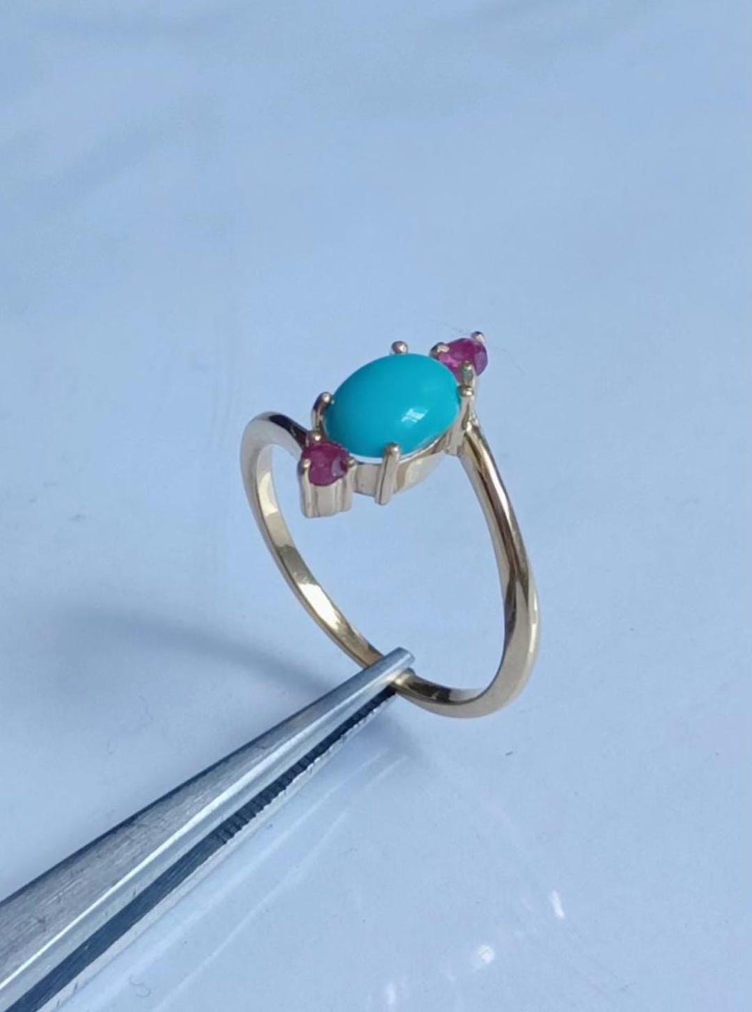 ターコイズオーバルカボションリング K10トルコ石（ターコイズ）オーバルカボション リング小