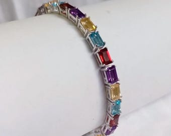 レインボーブレスレット マルチカラー ジェムストーンブレスレット