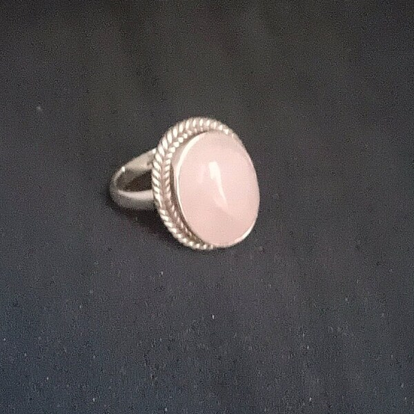 Genuine Rose Quartz Oval Ring, 925 Silver Rose Quartz Ring, Rose Quartz ewelry, Dainty Ring, Rose Quartz Dainty Ring, Mother's Day Gift