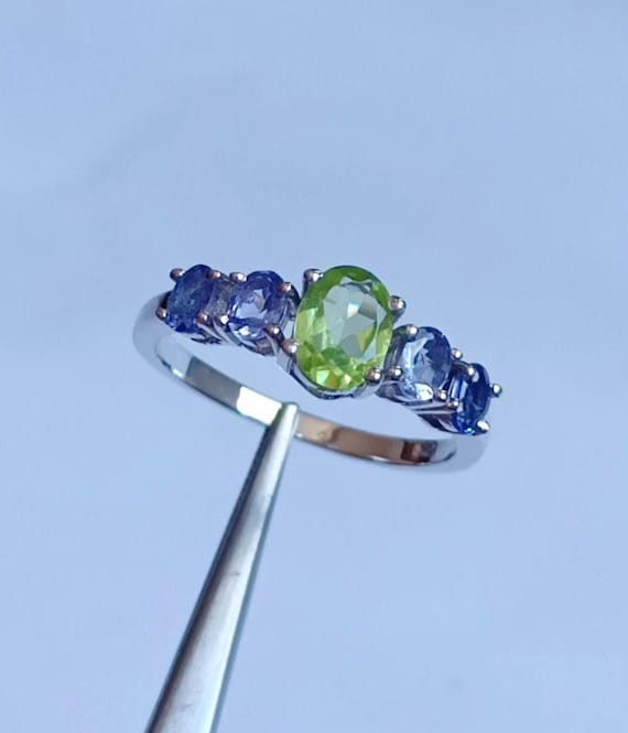 Bague Argent Sterling 925 – Ovale Tanzanite Naturelle, Taille Ajustable, Inde