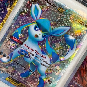 Unofficial Shiny Glaceon Ex TCG Pocket Full Art Plastic Picture Binder Page Insert Custom Holo Display Wishlist Replacement READ DESCRIPTION