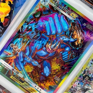Reliure non officielle Machamp Ex TCG Pocket Full Art en plastique pour reliure à images, insertion de page Holo personnalisée, remplacement de la liste de souhaits LIRE LA DESCRIPTION