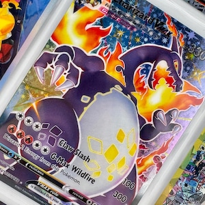 Unofficial Shiny Charizard Vmax SV107/SV122 Plastic Picture Binder Page Insert Wishlist Replacement Holo Foil Dramatization READ DESCRIPTION