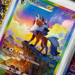 Unofficial Lycanroc Ex Rainbow TCG Pocket Full Art Plastic Picture Binder Page Insert Custom Holo Display Wishlist READ DESCRIPTION