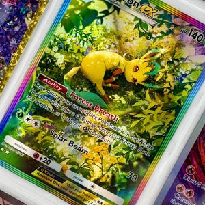 Reliure non officielle Leafeon Ex TCG Pocket Rainbow Full Art en plastique pour reliure à images, insertion de page Holo personnalisée, liste de souhaits LIRE LA DESCRIPTION